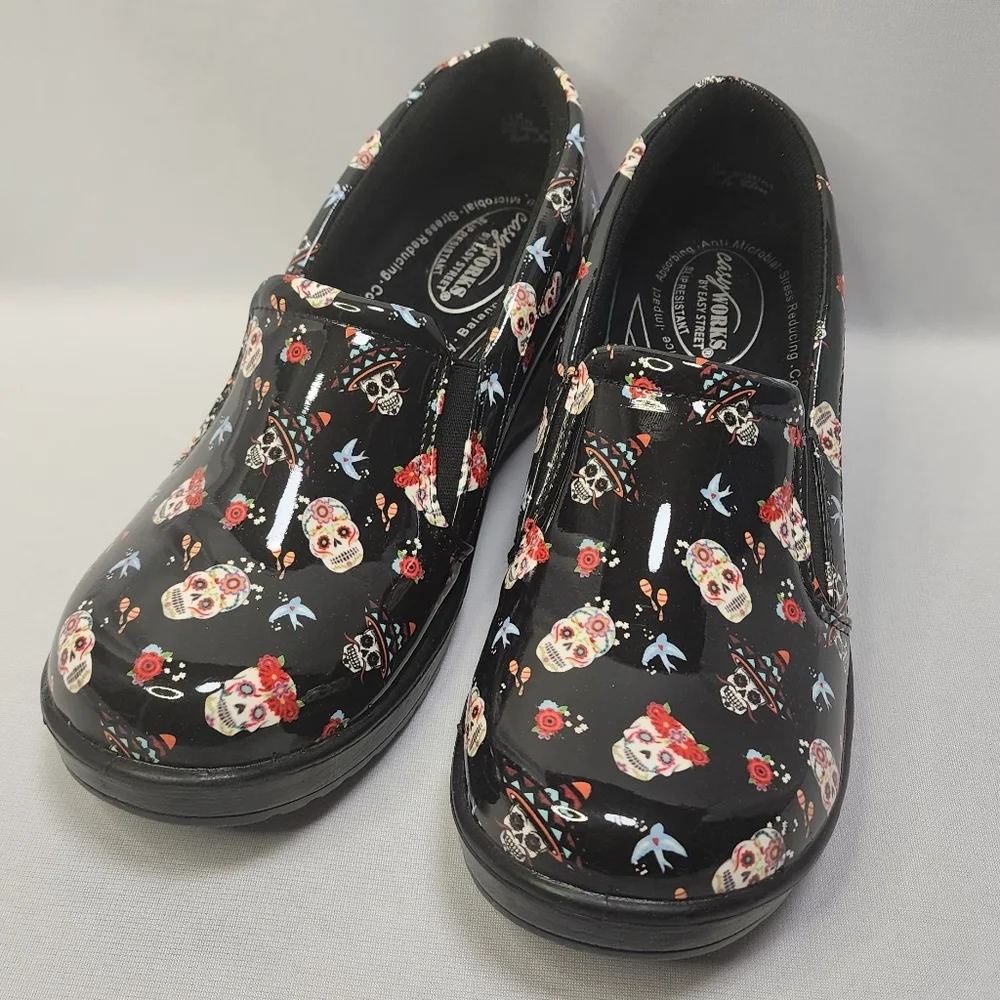 Easy Works By Easy Street Women's Black Skull Shoes - Picture 2 of 15